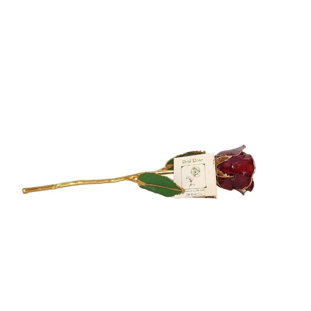 Forever Rose 24K Gold Plated Timeless Handcrafted Single Red Rose - Picture 2 of 8